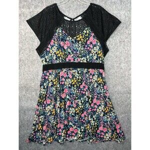 Torrid Super Soft Knit Black Floral Dress Women’s Plus Size 3 Sleeveless